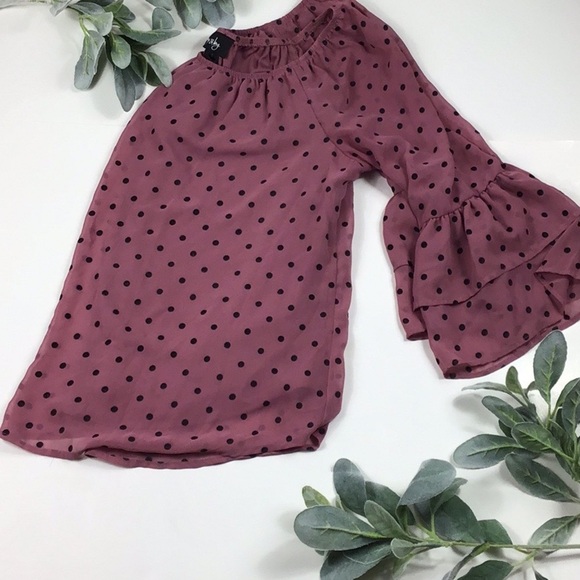 By and By > Mauve Polka Dot Top Small - Picture 1 of 10